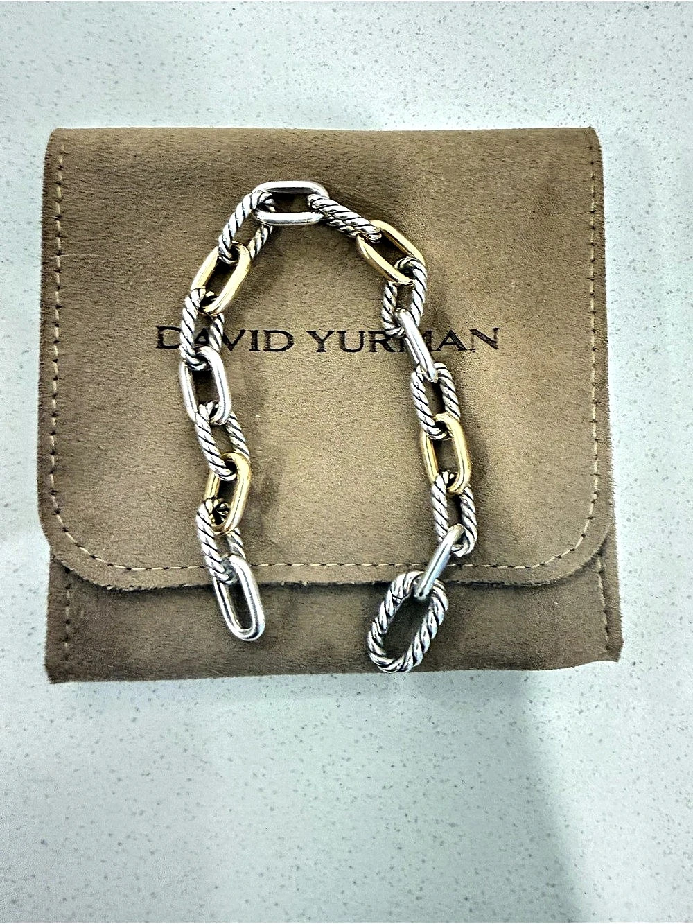 David Yurman DY Madison Chain Bracelet in Sterling Silver with 18K Yellow Gold